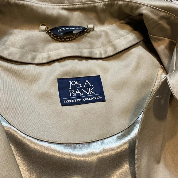 Jos A. Banks Executive Collection Beige Trench Coat with Winter Lining - Picture 5 of 11